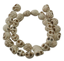 120 White Skull Beads Howlite 12mm Manmade Turquoise Bulk Gothic Halloween - £25.15 GBP