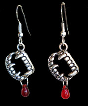 Bite Me True Gothic Vampire Blood Fang Banger Earrings Halloween Costume Jewelry - £8.23 GBP