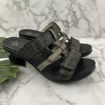 Abeo Womens Heeled Sandals Size 8 Black Gray Leather Strappy Block Comfort - $765.59 MXN