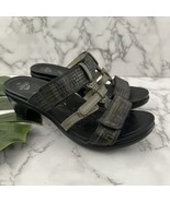 Abeo Womens Heeled Sandals Size 8 Black Gray Leather Strappy Block Comfort - $54.14 CAD