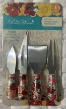 The Pioneer Woman Cheerful Rose 4-Piece Cheese Knife Serving Set Discontinued - £14.68 GBP