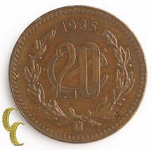 1935-Mo Mexico 20 Centavos (Uncirculated, UNC) Veinte Twenty 20c Coin KM-437 - £73.50 GBP