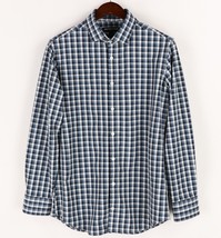 Mizzen+Main Leeward Antimicrobial Button Down Shirt Mens Medium Trim Blue Checks - £25.26 GBP