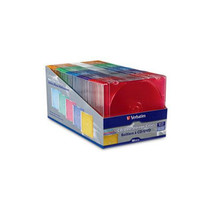 Verbatim 94178 CD AND DVD SLIM JEWEL CASES 50PK BLUE GREEN GOLD PURPLE PINK - $58.22