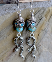 Long Snake Earrings, long Boho earrings, Blue Earrings, Turquoise (E189) - £10.23 GBP