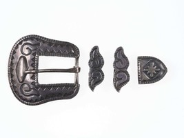 Old Pawn Native American Sterling silver ranger belt buckle set - £214.44 GBP