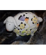 WHITE SHEEP W/ FLOWERS STATUE SMALL NEW - £35.49 GBP