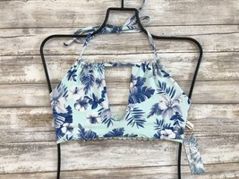 Frankie&#39;s Bikinis Hawaiian Mist Koa Crochet Detail Bikini Top (S) Nwt - $60.00