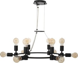 Chandelier KALCO UNION Industrial 12-Light Matte Black Dry Rating Dimmable - £1,528.66 GBP