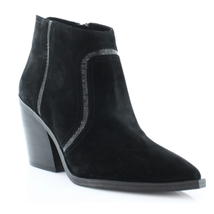 Vince Camuto Womens Granda Suede Croco Print Trim Ankle Boots, Black Size 10 NWT - £58.41 GBP
