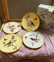 4 New In Box Salad Dessert Plates Song Birds with Monarch Butterfly - £27.37 GBP