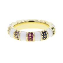 2021 new stacking cz round circle band white enamel with colorful cubic zirconia - £8.68 GBP