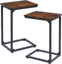 Amhancible C Shaped End Table Set Of 2, Side Tables For Living, Rustic Brown. - £52.12 GBP