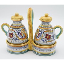 GP Deruta Dec A Mano Ceramic Handpainted Vinegar And Oil Cruet Set Made ... - £37.84 GBP