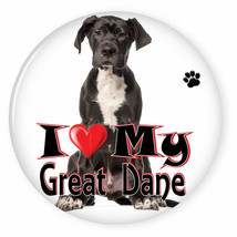 I Love My Great Dane Dog Puppy 3&quot; Safety Pin Back Button - £4.95 GBP