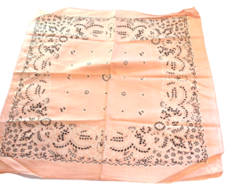 Paisley Bandana Handkerchief Peach Cotton Made in USA 21 in Head Scarf - £7.82 GBP