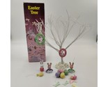 Vintage 90s White Wire 9&quot; Easter Tree with Box &amp; 11 Hanging Bunny Eggs O... - $22.76