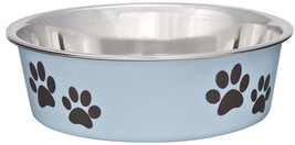 Loving Pets Light Blue Stainless Steel Dish: Bacteria-Resistant Bowl with Rubber - £6.27 GBP+