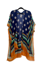 Women&#39;s Blue And Gold Kimono Small But Fits Almost Any Size OSFM Woven Heart - £9.54 GBP