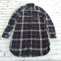 Abercrombie &amp; Fitch Womens Dress XS Black Plaid Button Up Mini Long Sleeve  - $24.98