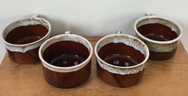 4 Vtg Valley Forge Oven to Table Brown Drip Lava Glaze French Onion Soup Cups - £47.07 GBP