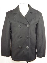 Mens Size Medium Black Wool Blend Peacoat PB Basics - NICE !!!!! - £21.50 GBP