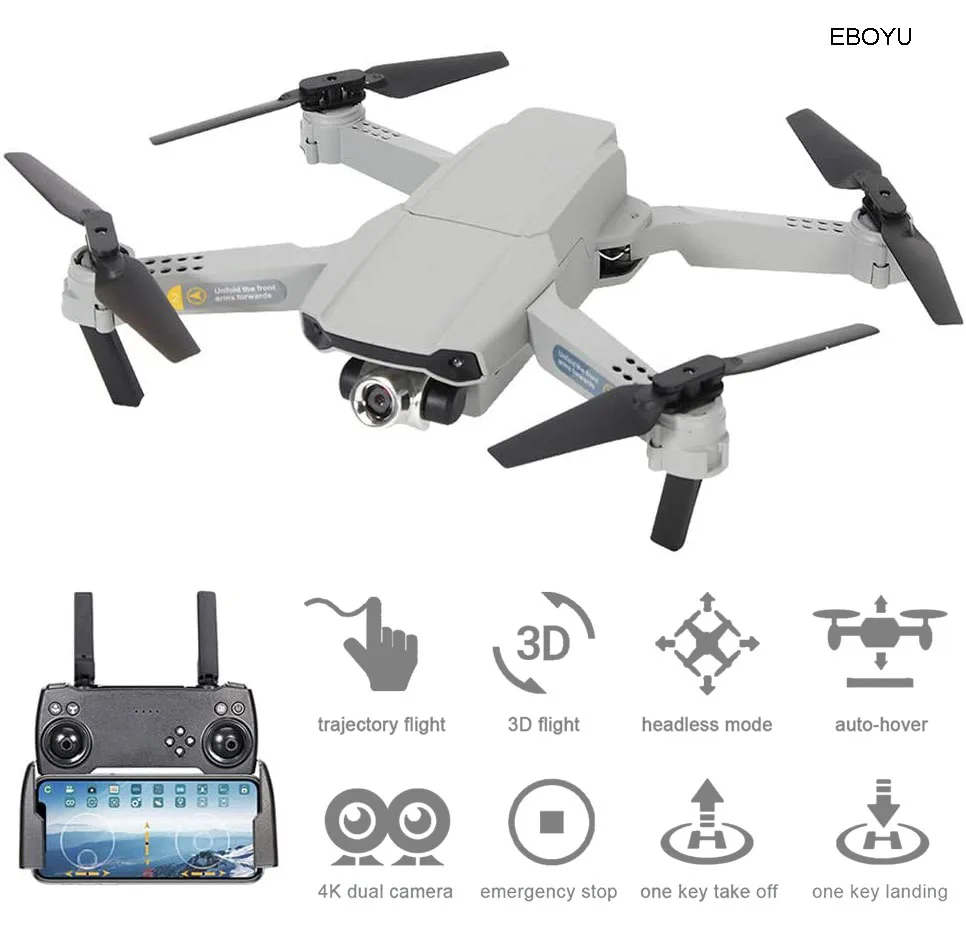 Eboyu Csj X2 Rc Drone Fpv Wi Fi 4K Hd Camera Foldable Rc Quadcopter 3D Fl - £46.36 GBP+