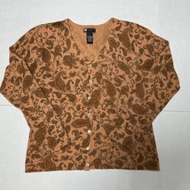 Carole Little Women’s V-Neck Cardigan Lambswool Blend Paisley Fall Color... - $27.90