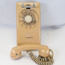 Rotary Wall Phone Beige Stromberg Carlson 1965 554 Working Condition MCM - £27.57 GBP