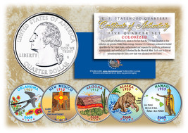 2008 US Statehood Quarters COLORIZED Legal Tender 5-Coin Complete Set w/... - $15.85