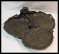 Raoul Larche French Nouveau Bronze Figural Art Nouveau Tray Nymph in Water Lily - $5,500.00