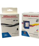 2 pcs - Office Depot Ink Cartridges - 1x HP56 black, 1x HP57 Tricolor - NEW - $9.63