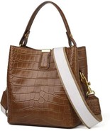 FOXER Women Leather Handbags Designer Crocodile Pattern Bucket Bag Shoul... - £31.00 GBP
