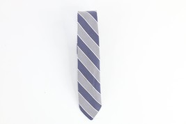 Vintage 70s Rockabilly Distressed Striped Silk Preppy School Neck Tie Bl... - $27.18 CAD