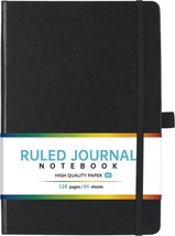 Ruled Journal/Notebook - Faux Leather Hardcover Wrting black- 5.3&quot; x 8.26&quot; - $11.43