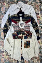Vtg 80s 90s Lot Of 4 White Western Kitschy Rodeo Button Down Shirt Sz M ... - £18.88 GBP