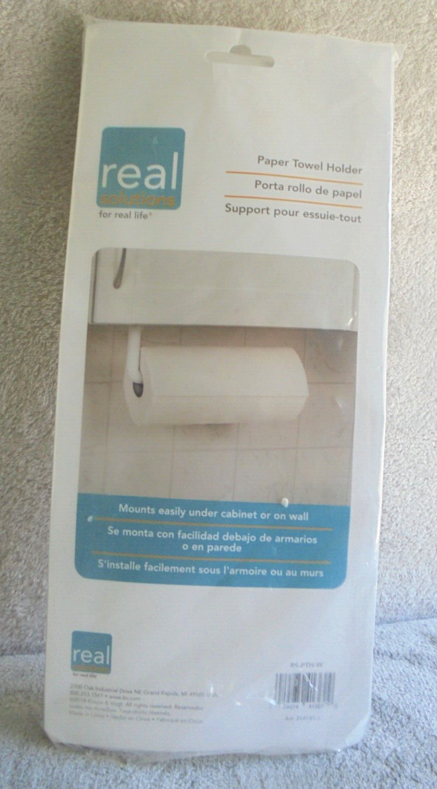 Real Solutions Paper Towel Holder Mounts Easily Under Cabinet or On Wall... - $8.89