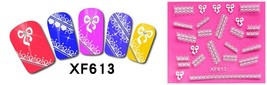 Nail Art 3D Stickers Stones Design Decoration Tips Butterfly White Black XF613 - £2.27 GBP