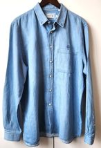 Lacoste Denim Blue Long Sleeve Shirt Regular Fit Cotton Linen Size XL US... - $34.86 CAD