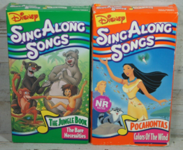 Lot of 2 Disney Sing Along Songs VHS - Jungle Book Bare Necessities, Pocahontas - £6.87 GBP