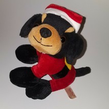 Santa Claus Black Puppy Dog Plush 7&quot; Stuffed Animal Toy Dan Dee Christmas Red - £12.41 GBP