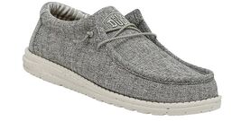 HEY DUDE SIZE 7 M GRAY WALLY LINEN LACE-UP LIGHTWEIGHT LOAFERS SHOE NEW ... - $44.45