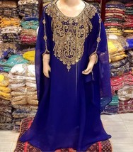 Moroccan Navy Blue Georgette Wedding Stylish Party Kaftan Kids Long Gown Dress - £49.25 GBP