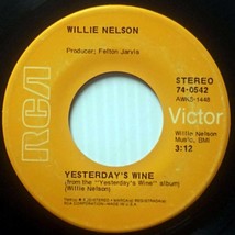 Willie Nelson - Yesterday&#39;s Wine / Me and Paul [7&quot; 45 rpm Single] RCA 1971 - £4.46 GBP