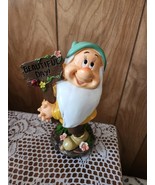Disney Snow White Dwarf BASHFUL Garden Gnome Figurine With Sign 8&quot; New - $43.66 CAD
