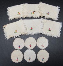 Lot Vintage Cloth Coasters Tea Napkins Stitched South American Design 6 ... - £9.60 GBP