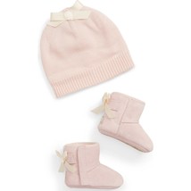 UGG Baby Girl Winter Booties Jesse Bow II + Beanie Size 4/5 12-18 Mos Pink Suede - £27.63 GBP