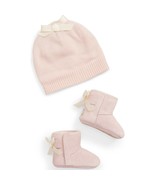 UGG Baby Girl Winter Booties Jesse Bow II + Beanie Size 4/5 12-18 Mos Pi... - £27.66 GBP