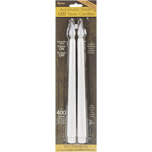 11&quot; Flameless LED Taper Candle White w/ Timer (Set of 2) - £25.82 GBP