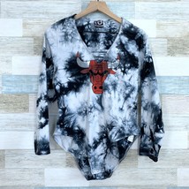 NBA Chicago Bulls Tie Dye Bodysuit V Neck Black Gray Red Womens Plus Siz... - $44.54